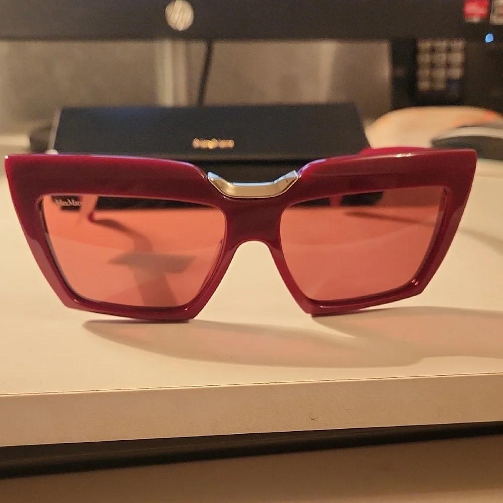 MaxMara Fuchsia Sunglasses with Silver Accent